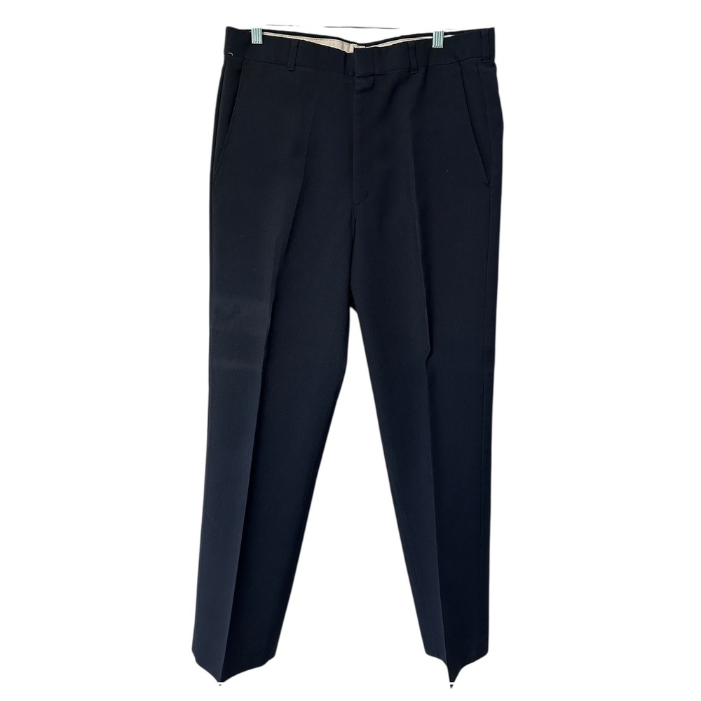 Towncraft Mens Black Dress Pants 34x31 Worsted Wool Blend Career